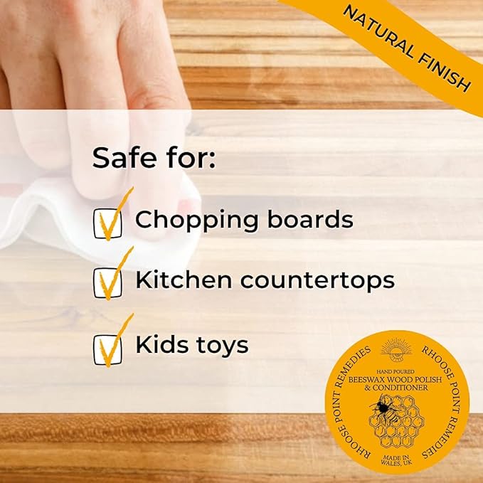 Premium Food-Safe Beeswax Wood Polish & Furniture Wax – Hand Poured Wood Conditioner | Eco-Friendly & Non-Toxic | Protects & Restores All Wood: Furniture, Toys, Cutting Boards, Ornaments (3.5 Fl Oz)