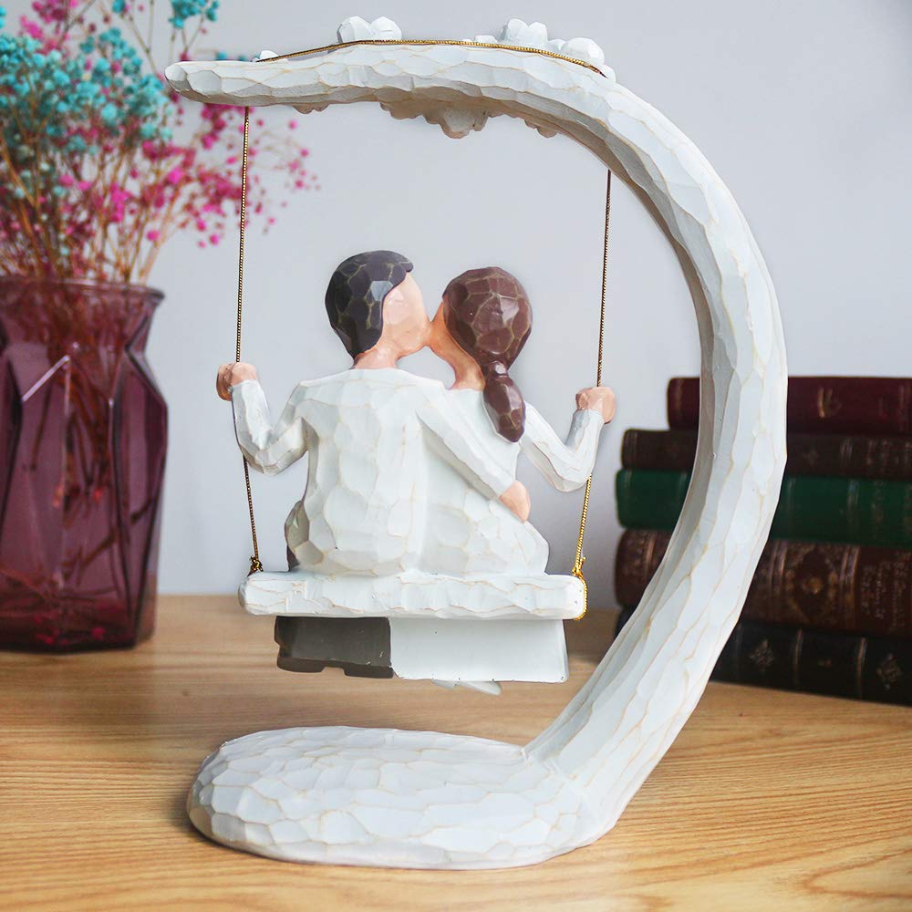 jinhuoba Romantic Gifts Couple Figurines in Love, Big Size Hand Painted Sweet Loving Together Couple Sculpture Statue to Remember Beautiful Moment, Best Gifts for Valentine's Day Anniversary Weddings