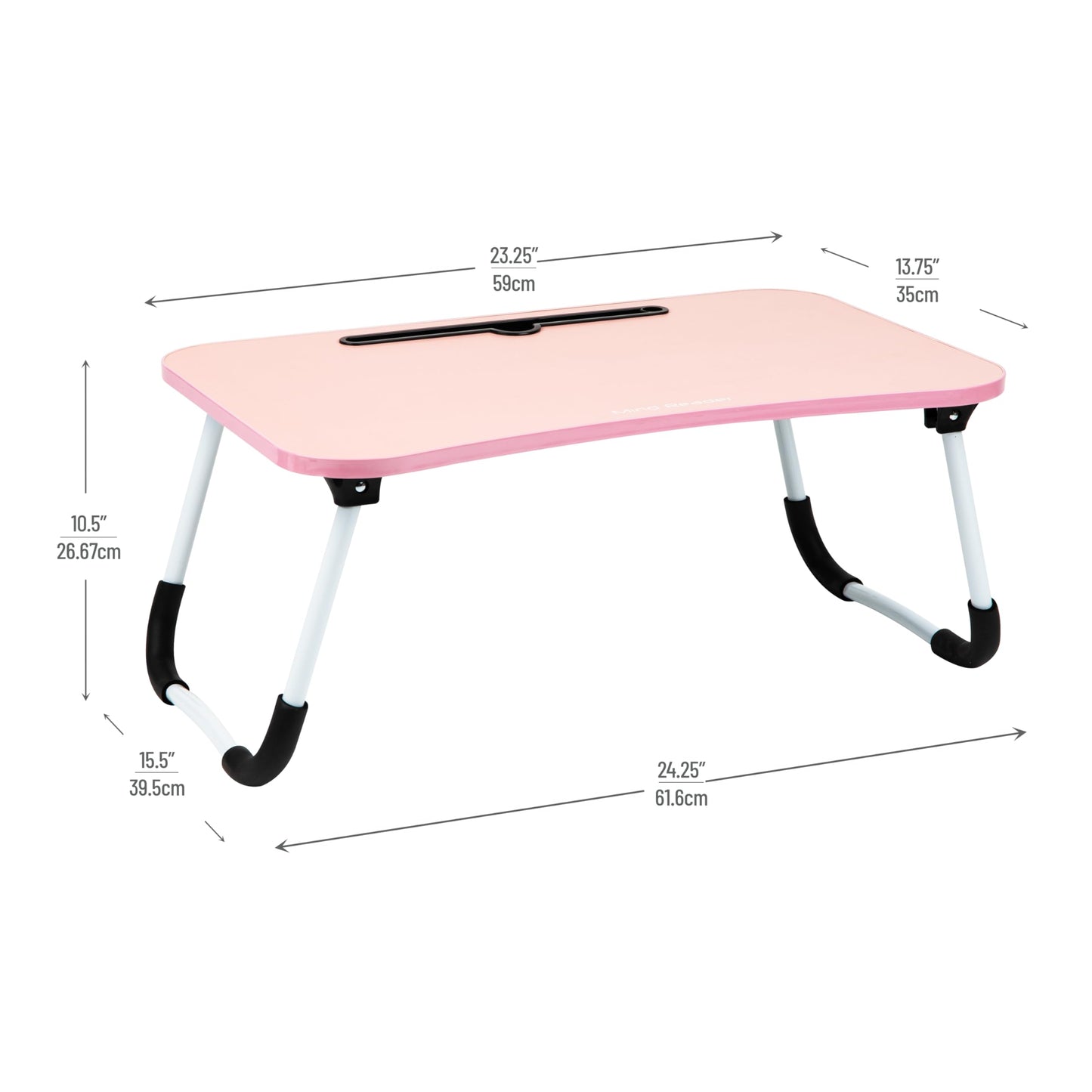 Mind Reader Lap Desk Laptop Stand, Bed Tray, Folding Legs, Couch Table, Portable, MDF, 23.25" L x 13.75" W x 10.5" H, Pink