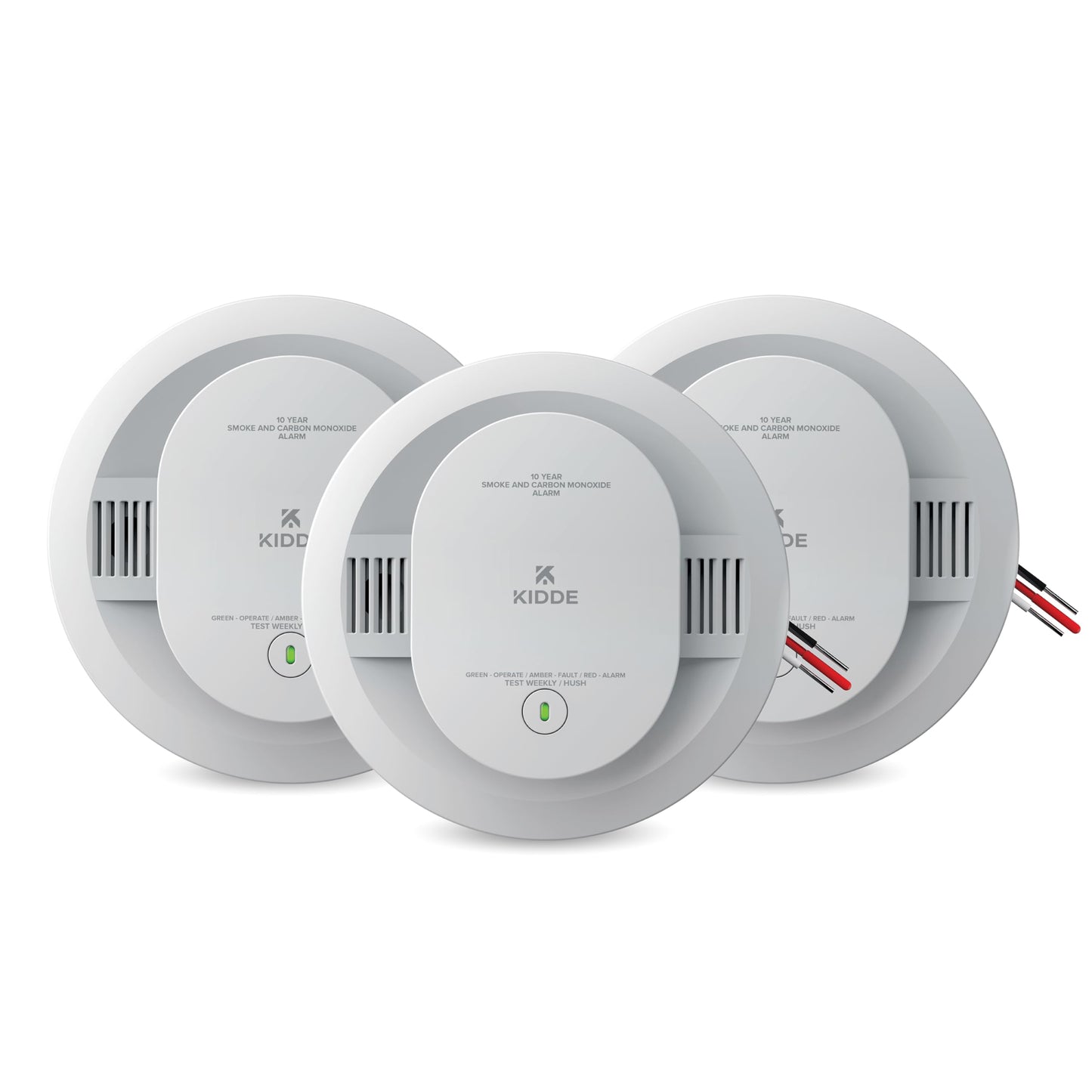 Kidde Hardwired Smoke & Carbon Monoxide Detector for Home, Voice Alerts, 10-Year Battery Backup, 3-Pack