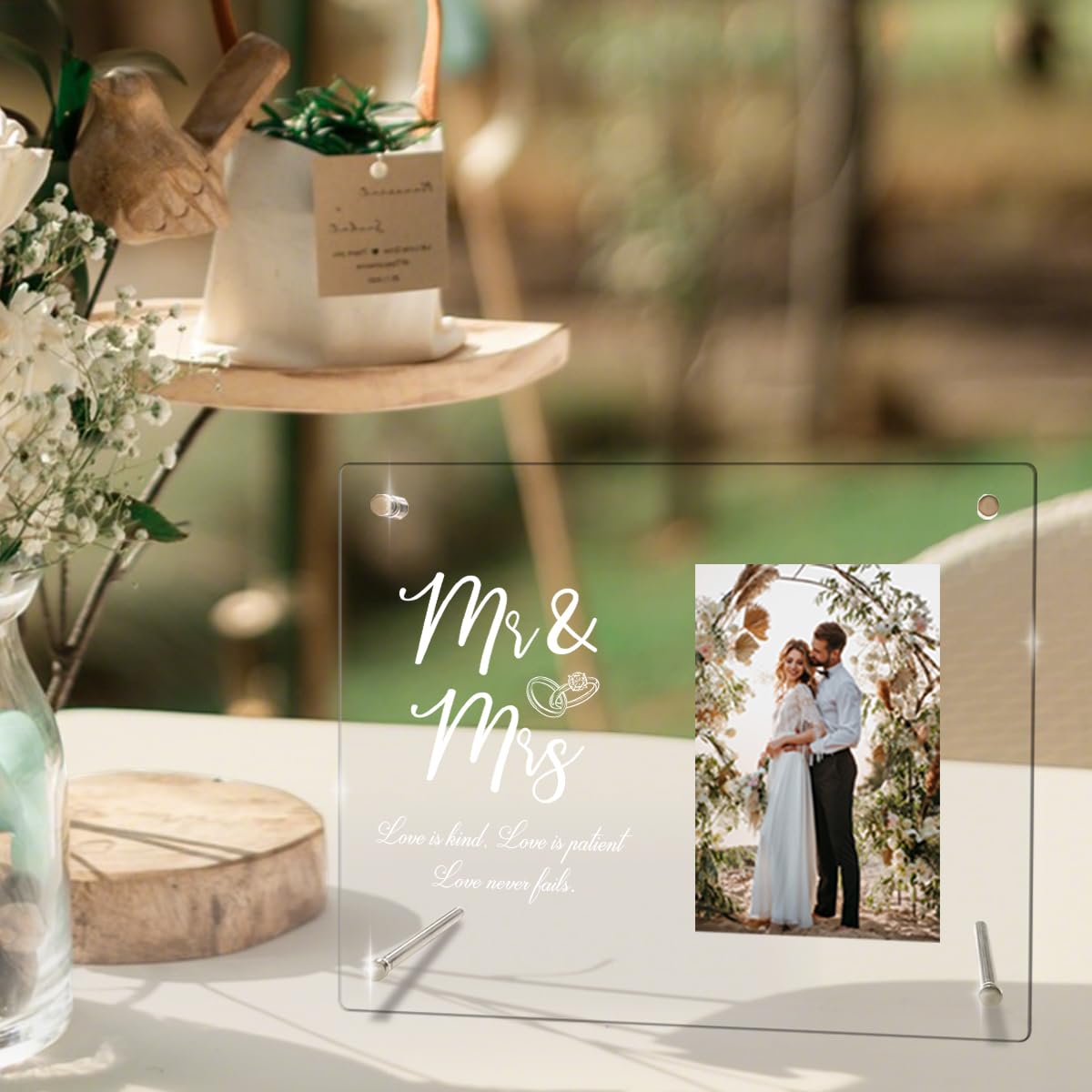 Wedding Picture Frame, Wedding gifts for couples 2025, Wedding Gifts for Newlyweds, Bridal Shower Gift, Mr and Mrs Photo Frame Gift, Personalized Keepsake Engaged Frame Bedroom Acrylic Decor