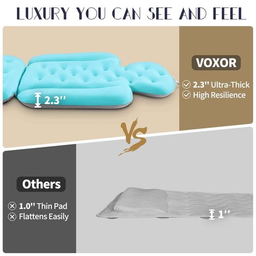 Full Body Bath Pillow for Bathtub, Thick Bathtub Cushion with Laundry Bag, Luxury Tub Pillow for Bath for Headrest Neck and Back Support Ocean Blue 60" x 16"