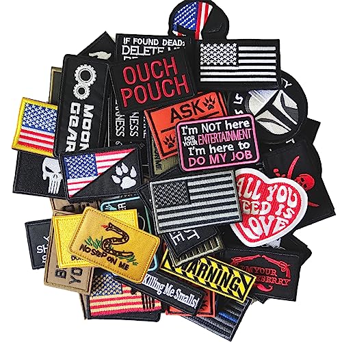 Harsgs 20 Pieces Random Tactical Morale Patch Bundle, Full Embroidery Loop and Hook Patches Set for Caps, Bags, Backpacks,...