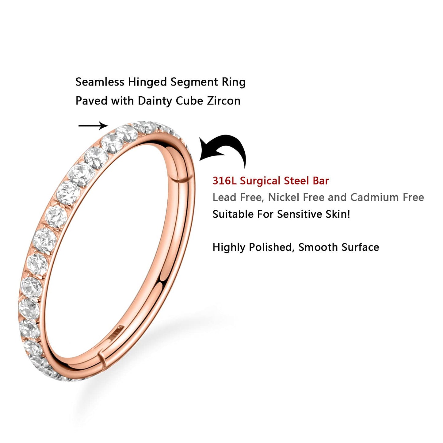 18G Septum Jewelry Hoop Nose Rings for Women Daith Earrings Surgical Steel Helix Piercing Jewelry Rook Rarring 8mm Cartilage Ear