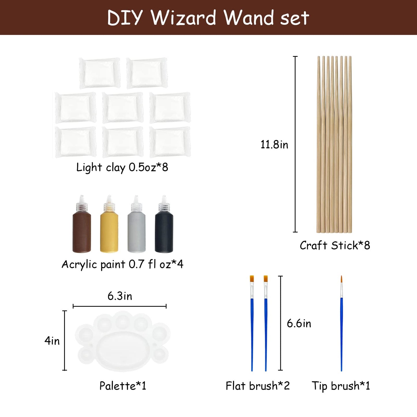 Magic Wand Making Kit for Kids Adults DIY Craft Set Wizard Birthday Party Supplies Make Your Own 8 Wands (24-Piece)