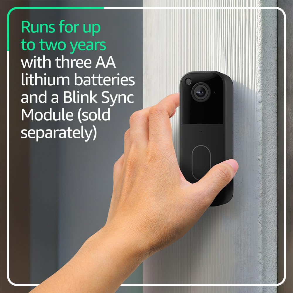 Blink Video Doorbell (Newest Model) - Head-To-Toe Hd View, Two-Year Battery Life, And Simple Setup. Required Sync Module Not Inc