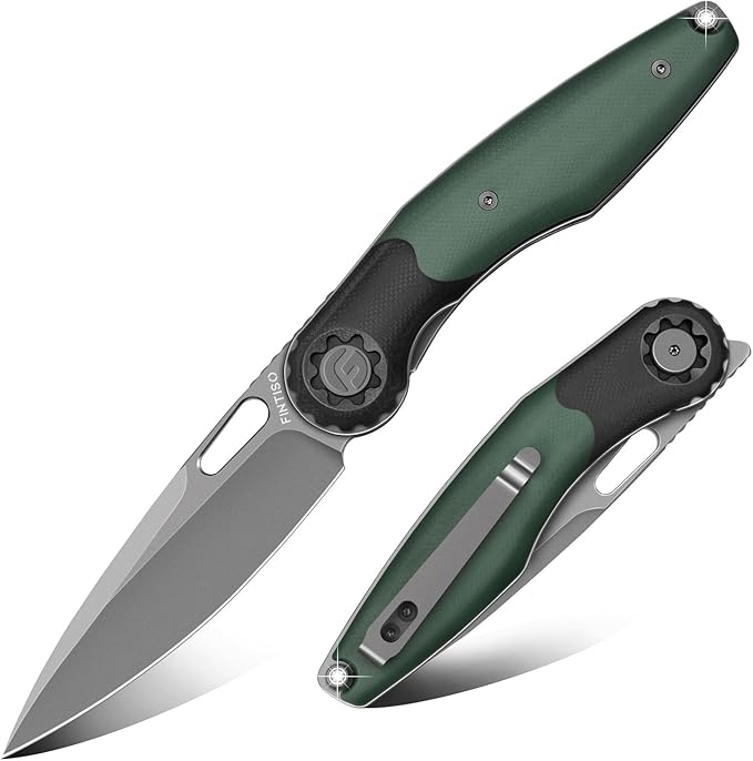 FINTISO Pocket Knife 3.5" Folding Knife Premium 14C28N Blade, Bicolour G10 Handle Design with Pocket Clip for Men Women, S...
