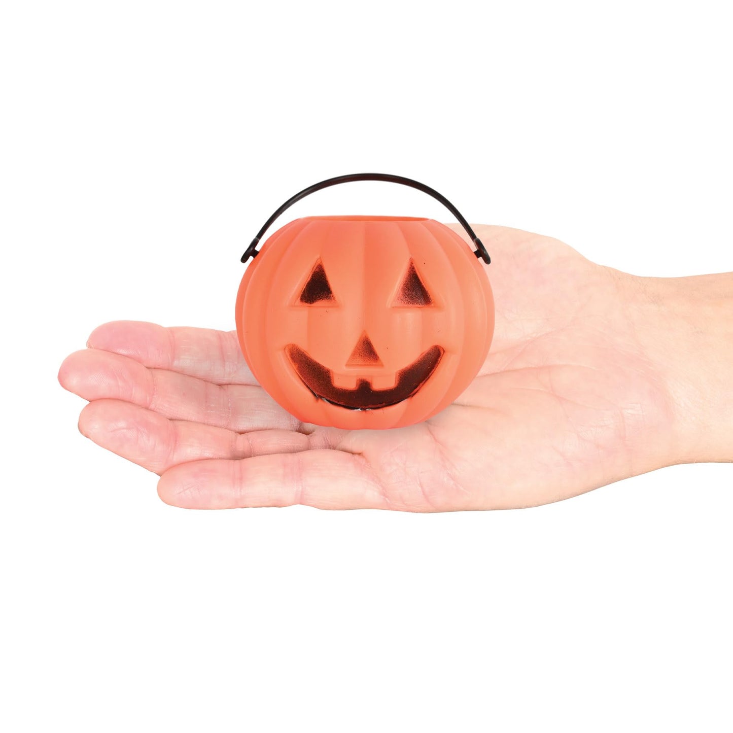 Beistle 12 Piece 3" x 2.75" Plastic Miniature Jack-O-Lantern Buckets, Pumpkin Decorations for Halloween Party Supplies