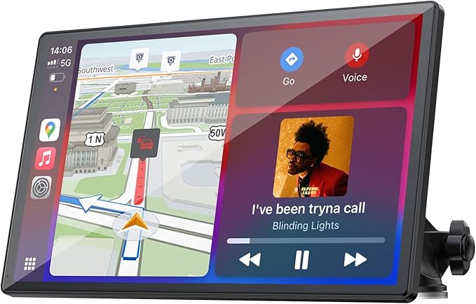 Topexplore Carplay Screen for Car, 9'' Wireless CarPlay & Android Auto- Upgrade Portable Touchscreen with Bluetooth, Mirro...