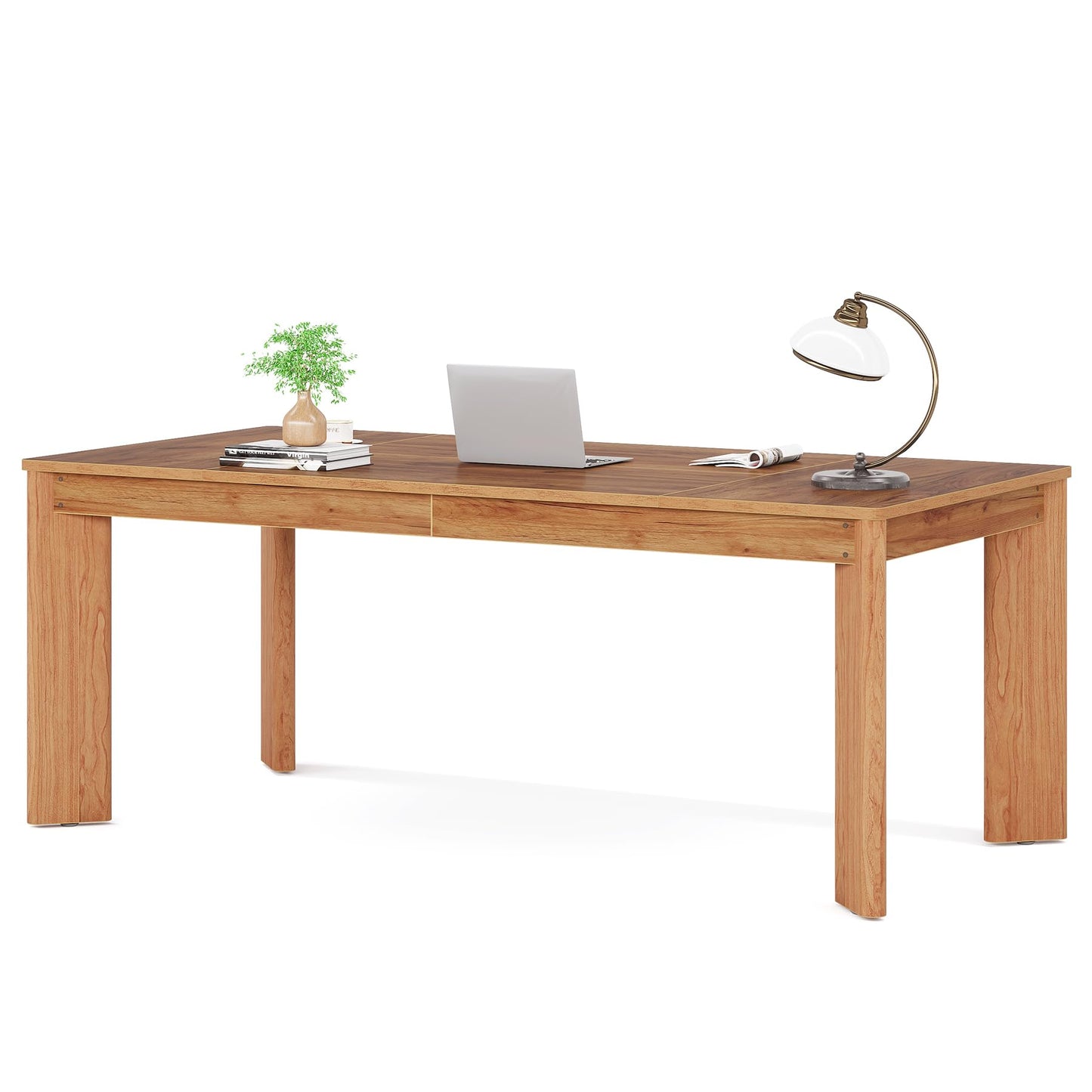 Tribesigns 62-Inch Large Executive Desks, Modern Computer Office Desk, Study Writing Table Home Office Desk Workstation with Thickened Wooden Legs, Brown