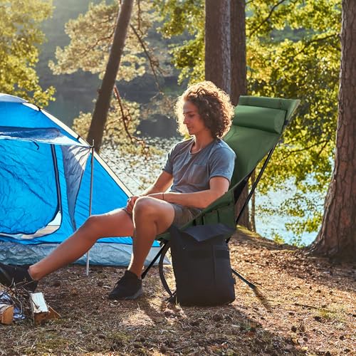 diwaite Portable High Back Camping Chair, Support Heavy Duty 440 lbs, Compact Folding Backpacking Chair with Detachable Pi...