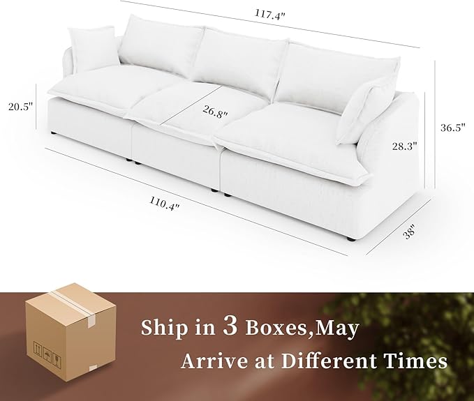 Intuition Decor Cloud Modular Sectional Sofa,Down Filled Sectional Sofa Comfort Comfy Sofa Couch with Cushion Covers Removable Extra Deep Seats,Couch for Living Room Apartment Office