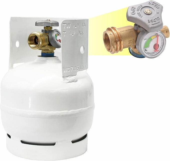 Flame King 3LB Empty Steel Propane Tank Cylinder with Gauge and OPD Valves for Grills and BBQs, Camping, Fishing, & Outdoo...