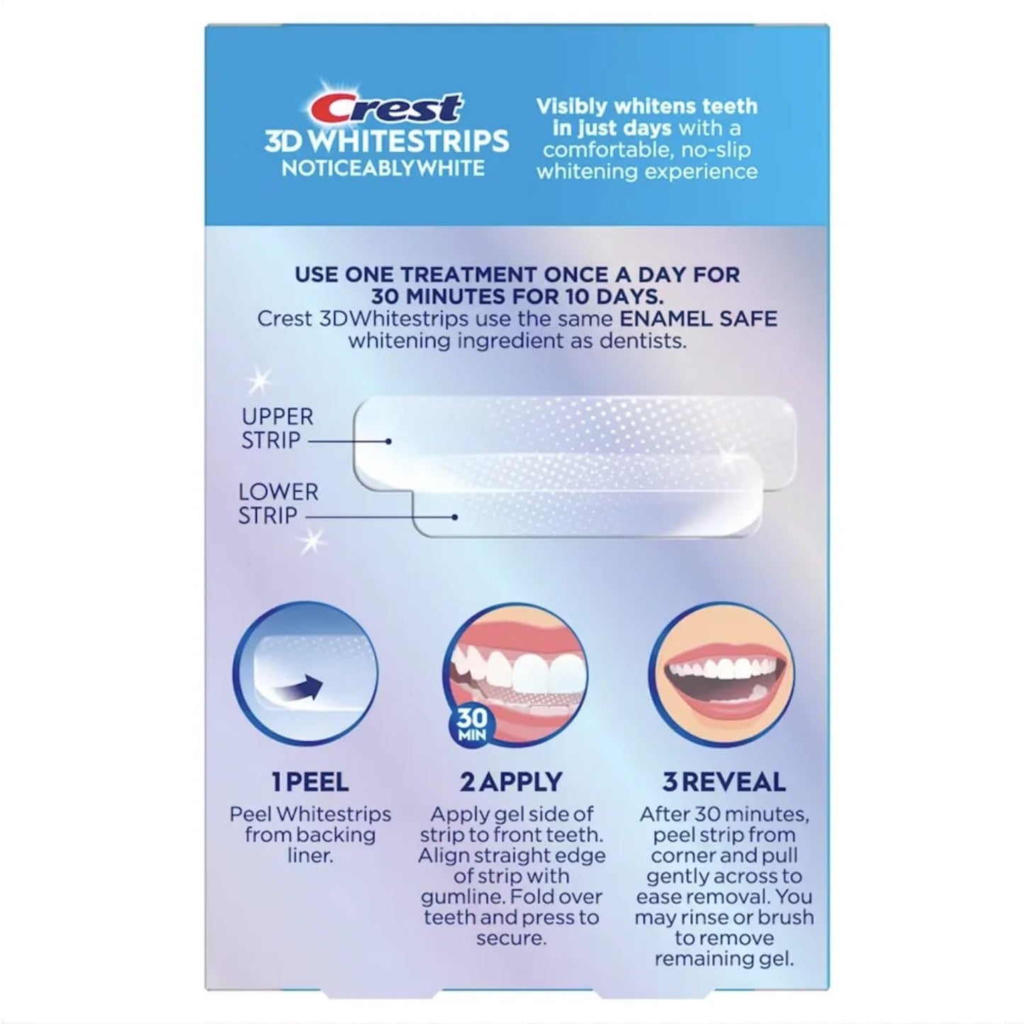 Crest 3D Whitestrips, Noticeably White, Teeth Whitening Strip Kit, 20 Strips (10 Count Pack)