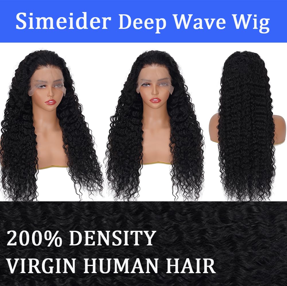 Simeider 18 Inch Burgundy Deep Wave Lace Front Wigs Human Hair 13x6 HD Frontal Human Hair Red Curly Lace Front Pre Plucked Burgu