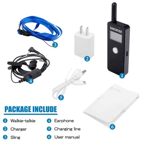 SINORISE Small Walkie Talkies, Two Way Radio with Earpiece & Mic Set Headsets for Restaurants, Sports & Outdoor Activities, Wearable for Hospitals & Tourism,3 Pack