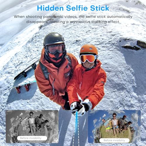 REYGEAK 59 Inch Invisible Selfie Stick for Insta360 X4,Extension Selfie Pole with 1/4 Screw,Carbon Fiber Waterproof Long M...