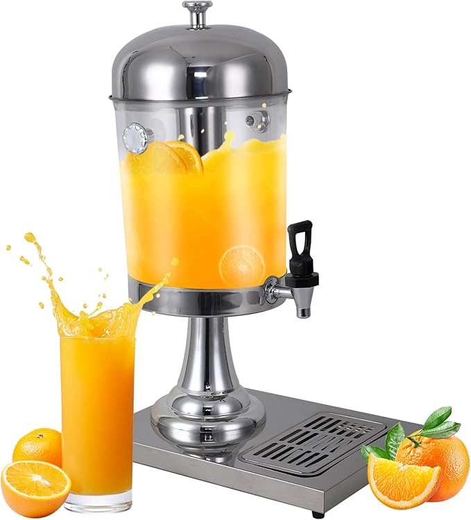 2.2 Gallon Drink Dispensers for Parties, Beverage Dispenser with Stand, Commercial Hot Cold Juice Dispenser with Ice Conta...