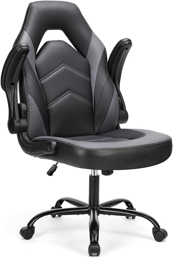 Sweetcrispy Computer Gaming Desk Chair - Ergonomic PU Leather with Comfy Lumbar Support, Height Adjustable Rolling Desk wi...