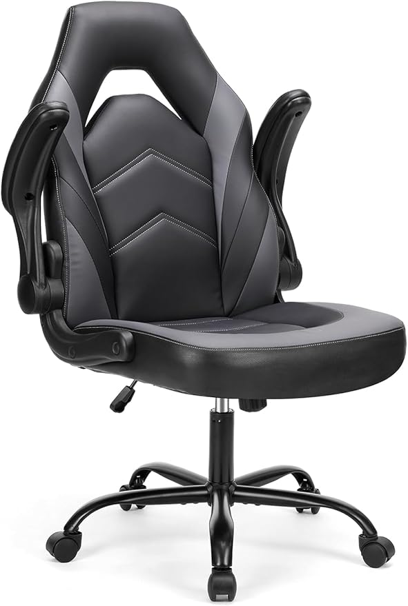 Sweetcrispy Computer Gaming Desk Chair - Ergonomic PU Leather with Comfy Lumbar Support, Height Adjustable Rolling Desk wi...