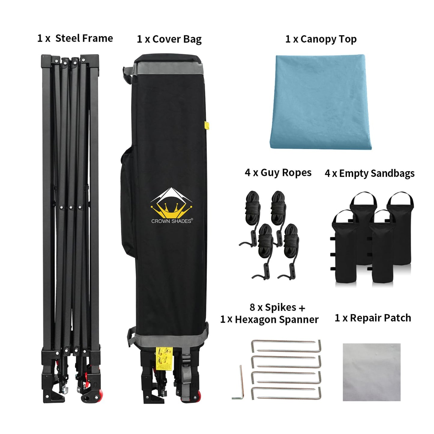 CROWN SHADES 10x10 Pop Up Canopy Tent - Patented Center Lock One Push Instant Outdoor Canopy Beach Tent with STO-N-Go Bag 8 Stakes & 4 Sand Bags，Cyan Blue
