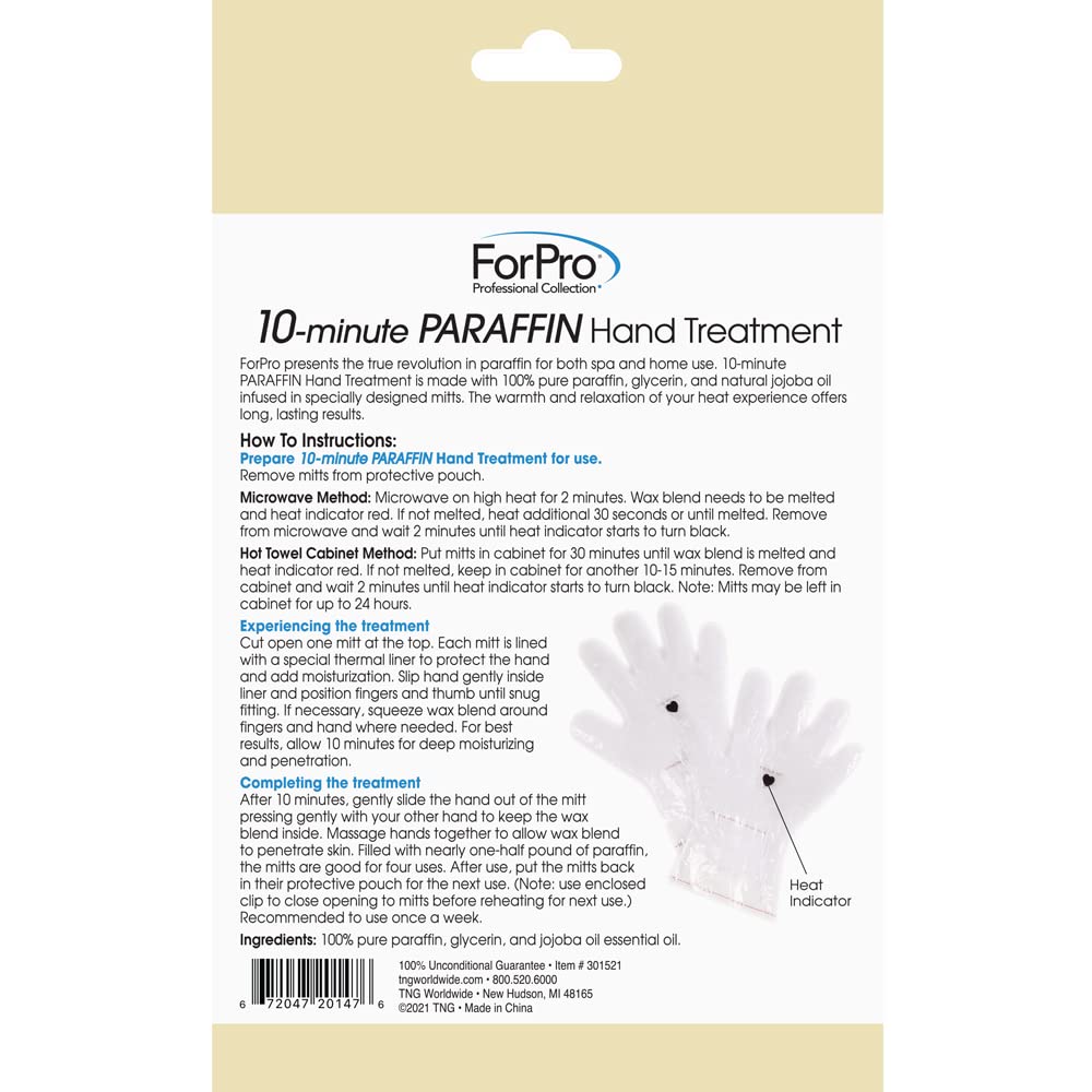 ForPro Professional Collection 10-Minute Paraffin Hand Treatment, Spa and Home Treatment Gloves, Fragrance Free, One-Pair