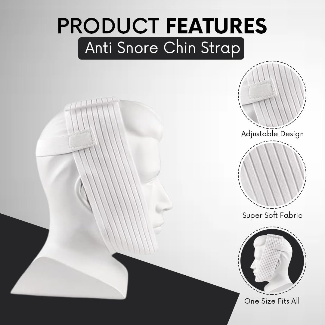 Bistras Super Deluxe White Chin Strap with Extra Support- Anti Snore Chin Strap (2 pk)