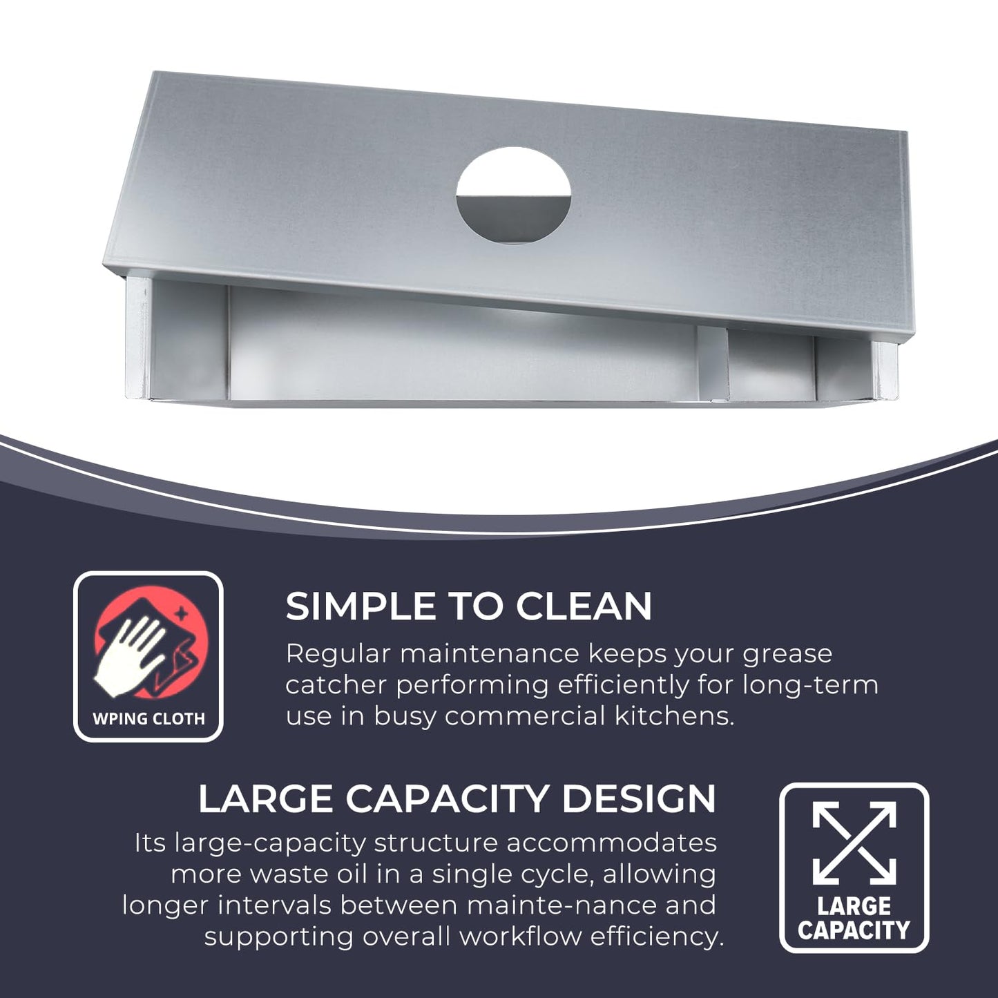 Grease Box for Commercial Exhaust Fans and Food Truck Exhaust Fans, Grease Catcher Includes Downspout, Rooftop Grease Holder for Kitchen