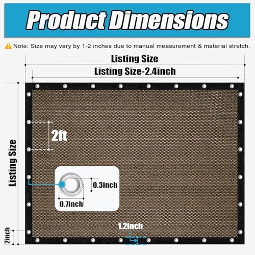 Amagenix 90% Sun Shade Cloth with Grommets, 6' x 12' Pergola Replacement Shade Cover Canopy Privacy Screen for Outdoor Pat...