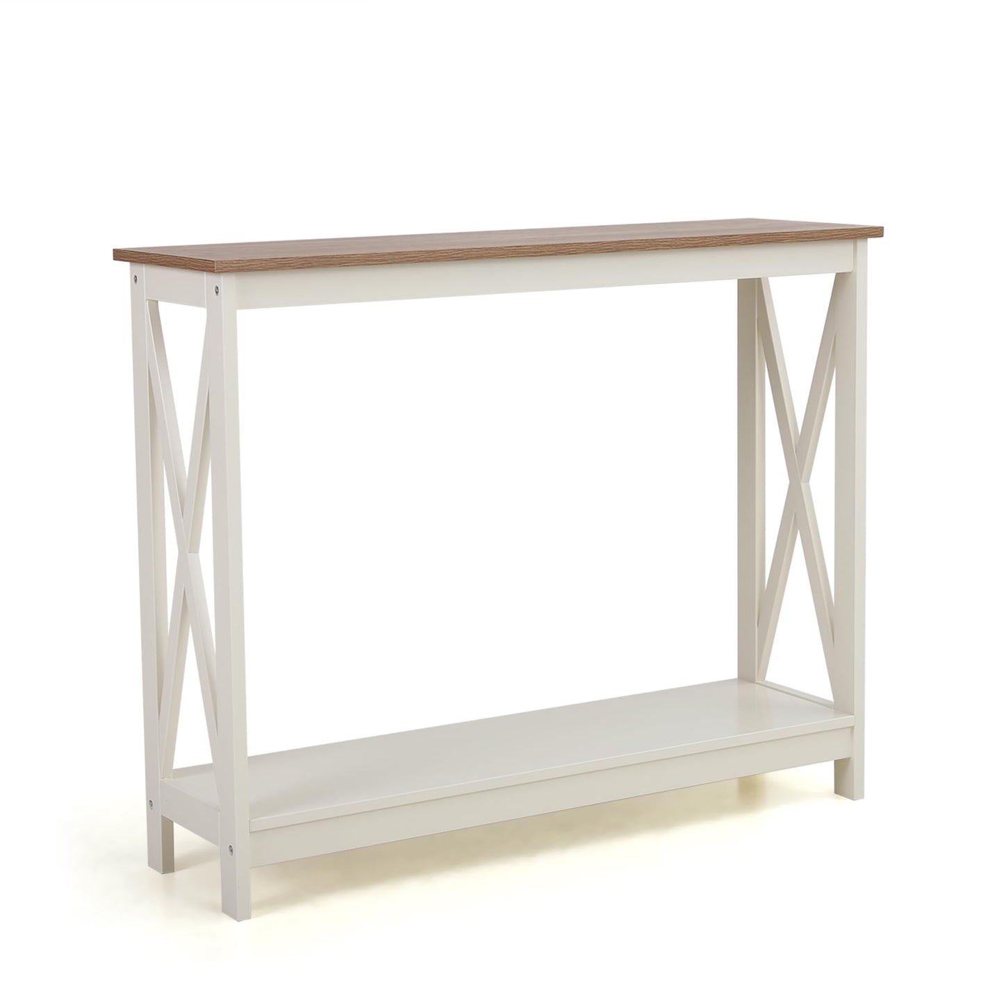 Sophia & William Console Table with Storage Shelf, 2 Tier Farmhouse Sofa Table for Entryway, Hallway, Living Room, Ivory