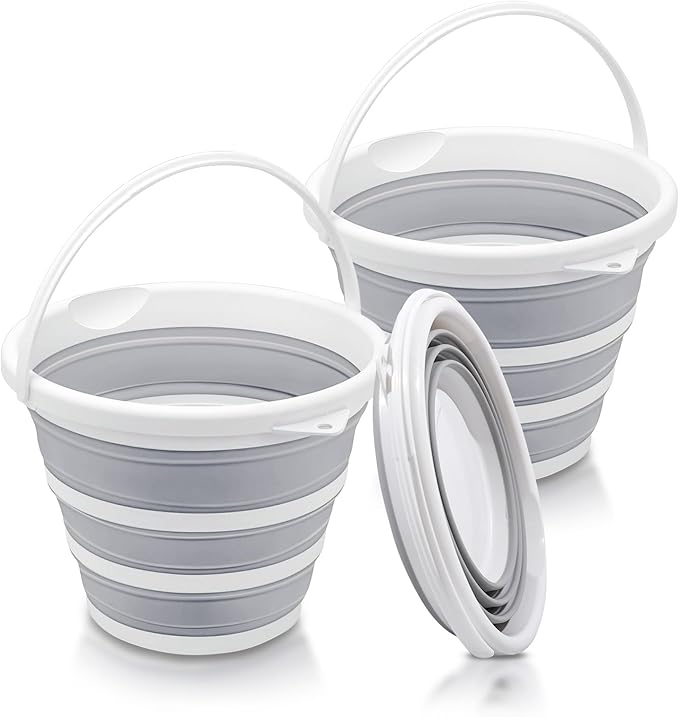 2-Pack Collapsible Buckets - 2.6 Gallon (10L) Large Capacity, Essential for RV, Garden Cleaning, Car Washing, Camping, Fis...