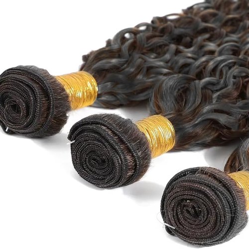 Giginger Bundles Human Hair P4/GREY 16 18 20 inch Deep Wave Human Hair Bundles Highlight Chocolate Grey Unprocessed Quick Weave Soft Sewn In Hair Extensions for Black Women
