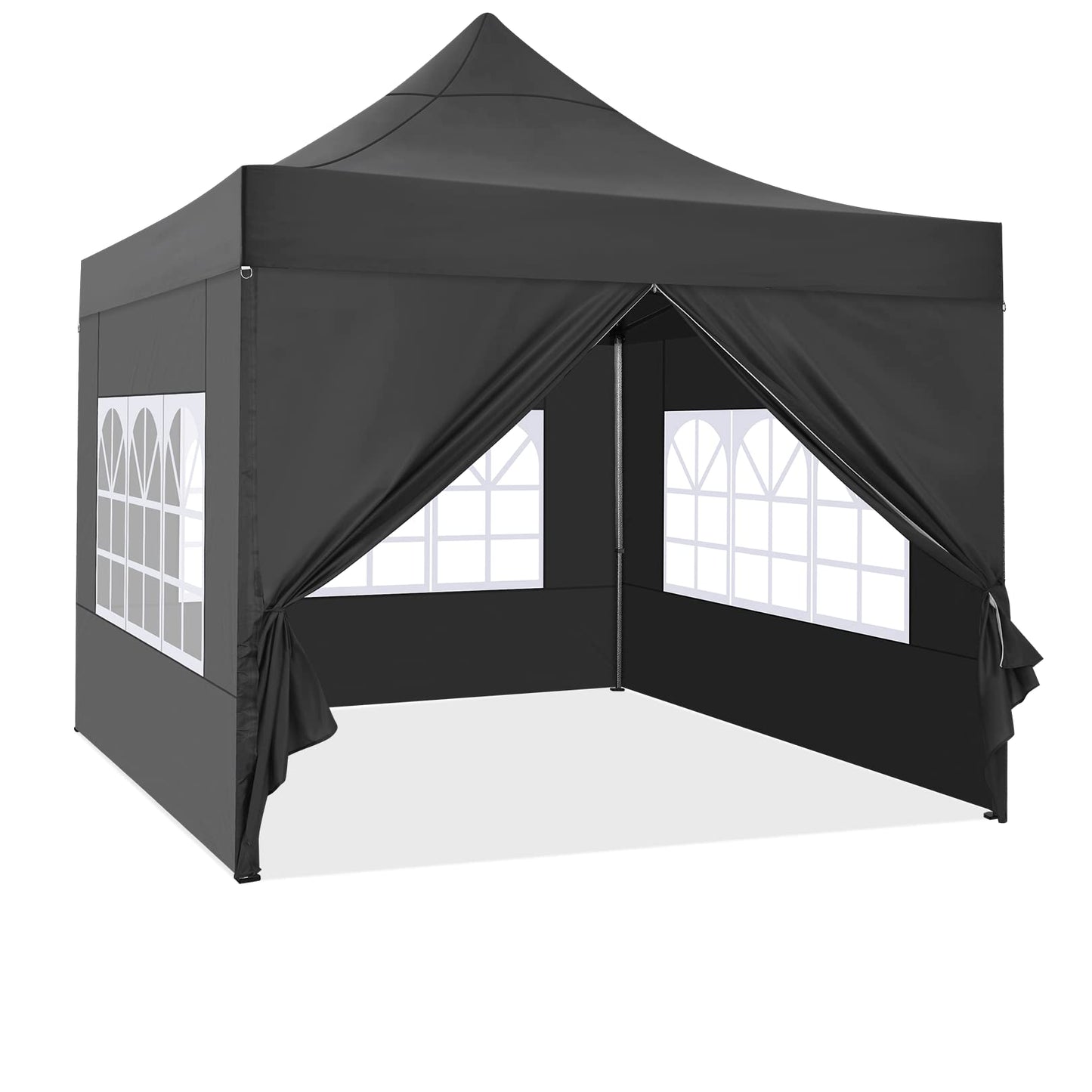 COBIZI 10x10 Pop Up Canopy with 4 Sidewall,Heavy Duty Canopy UPF 50+ All Season Wind Waterproof Commercial Outdoor Wedding Party Tents for Parties Canopy Gazebo with Roller Bag (10 x 10 ft Black)
