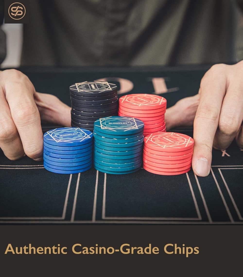 SLOWPLAY Nash Ceramic Poker Chips in Bulk, Casino Grade Ceramic 10-Gram Poker Chip for Texas Hold'em, 39mm Professional Chips Pack of 50 with Denomination of 1