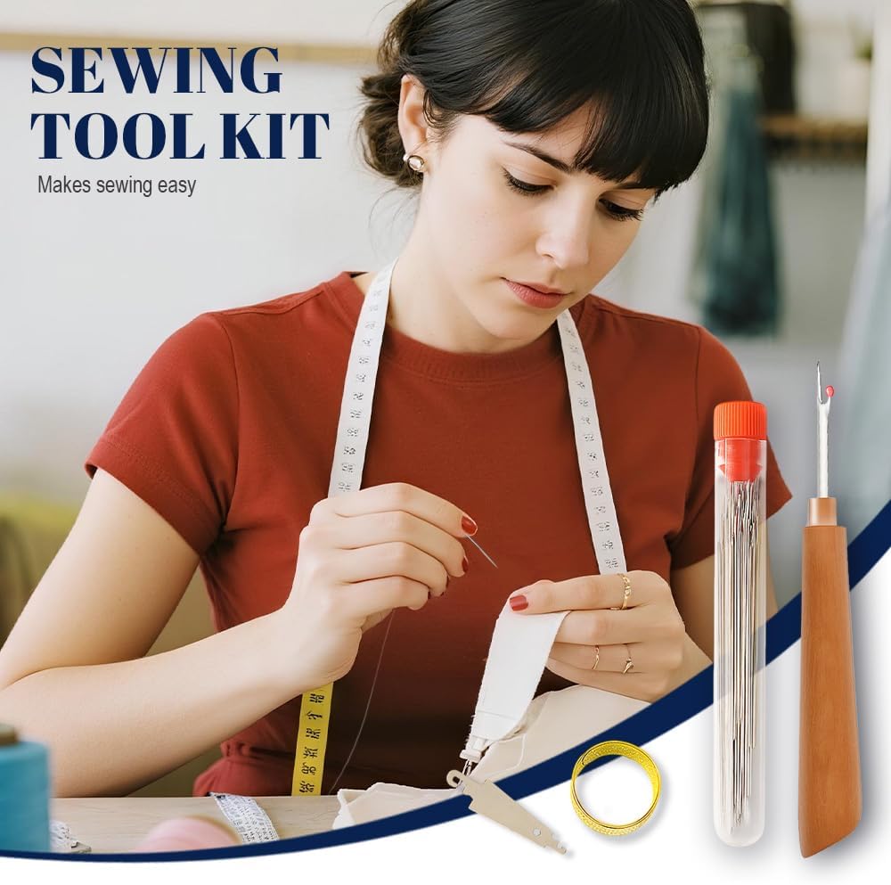 31PCS Sewing Tool Set, 2026 New Big Eye Steel Sewing Needles Kit, Stainless Steel Needles for Hand Sewing Kit, Portable DIY Hand Made Craft Set for Handcraft Lovers (31 Pcs)