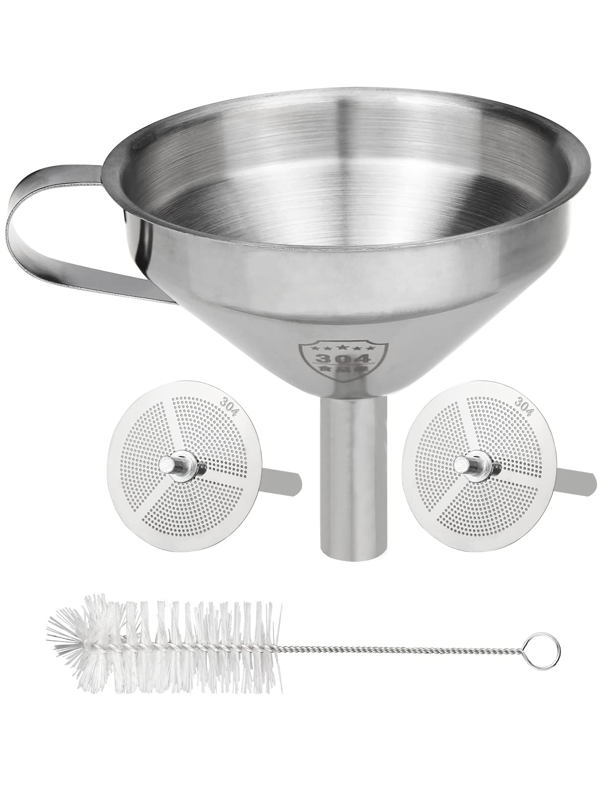Gnellkoor Resin Funnel, Resin Filter Funnel with Strainer 3D Printer Stainless Steel Funnels for Filtering and Recycling UV SLA/DLP/LCD Photosensitive Resins, with Cleaning Brush