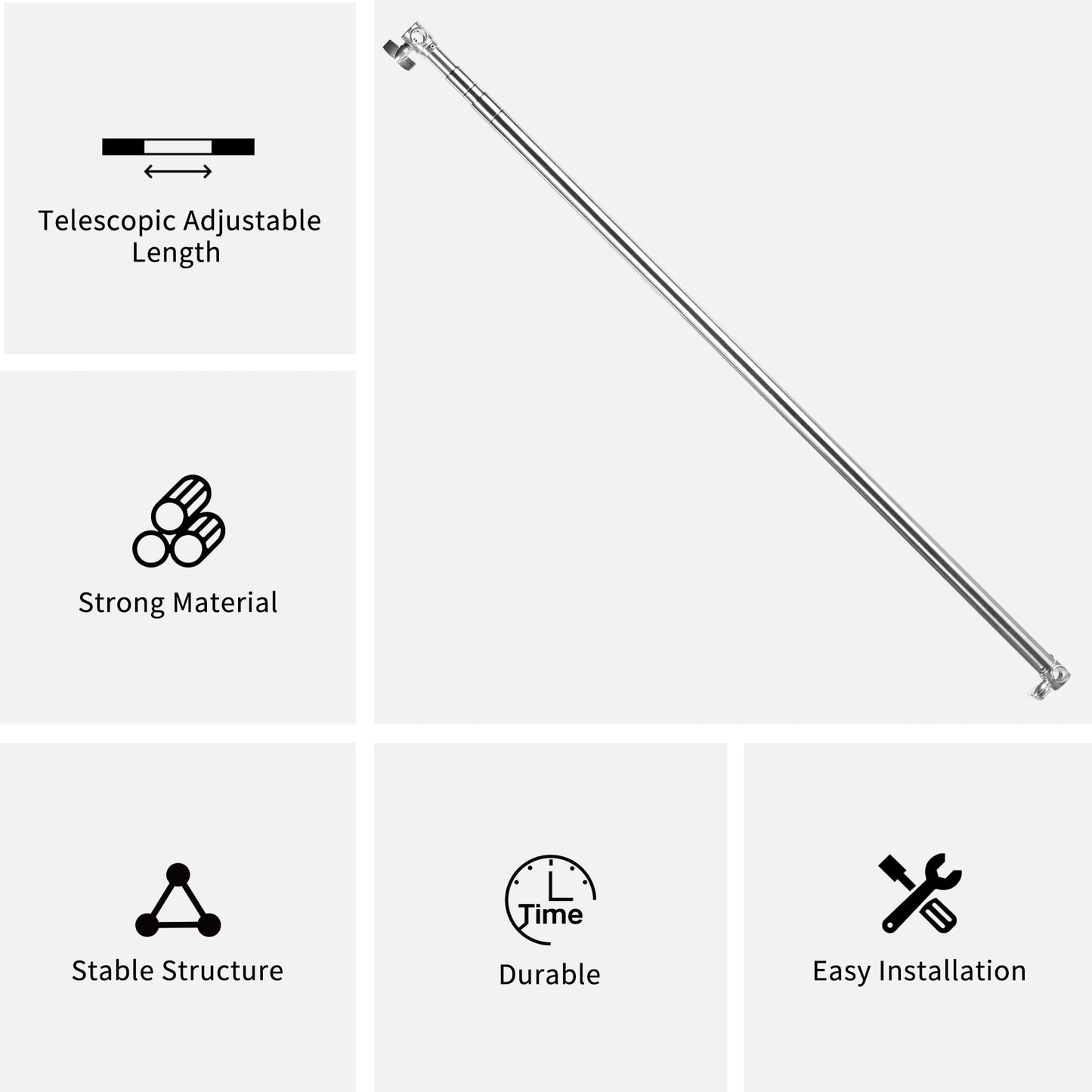 Pro Stainless Steel Telescopic Backdrop Crossbar Max Length 10 ft/3m Adjustable Background Support Cross Arm, Backdrop Pole for C Stand