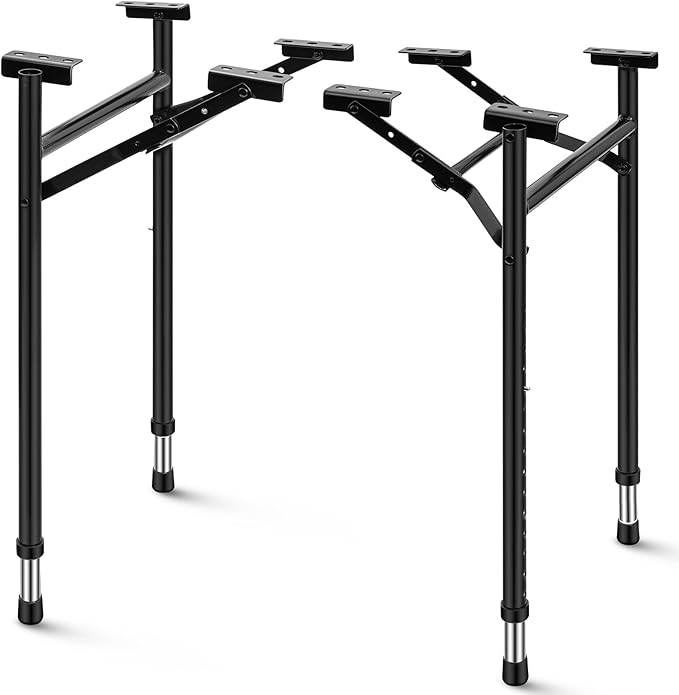 Tandefio Folding Table Legs Adjustable Height 14 Inch Wide Folding Tables Legs Collapsible Durable Metal Furniture for Kit...