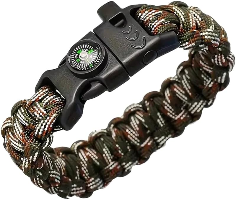Multifunctional Braided Bracelet - Survival Wrist Rope with Whistle and Compass, Emergency Gear for Outdoor Adventures