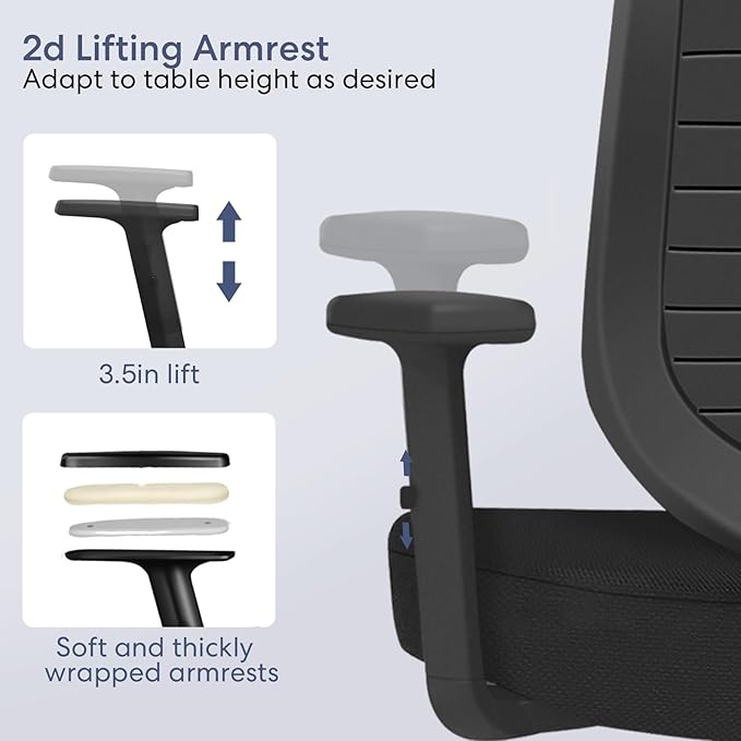 Schwake Office Chair Home Office Desk Chair with Adjustable Arms - Mid Back Computer Chairs for Adults - Swivel Task Chair Comfortable for Home Office