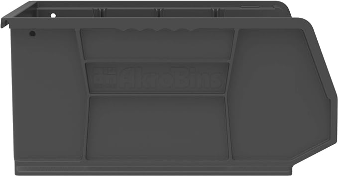 Akro-Mils 30250 AkroBins Plastic Storage Bins, Space-Saving Stackable Bins for Garage, Pantry, Craft Organization, 15" x 16" x 7", Black, 6-Pack