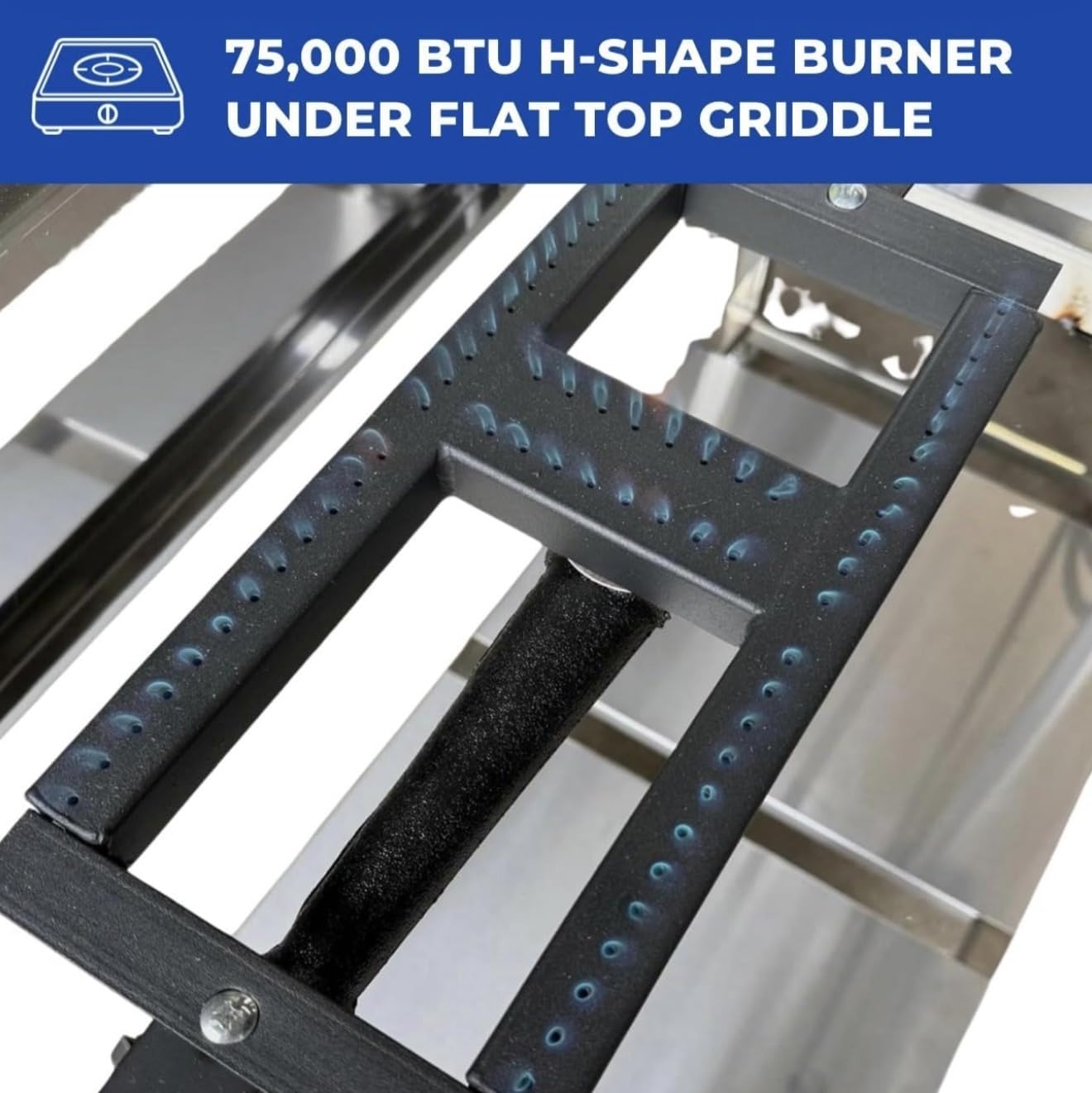 Burner Stove and Flat Top Griddle Cart | 20” Stainless Steel Griddle | 30,000 BTU Cast Iron Burner Stove | Outdoor Propane | Portable 4 Wheel | 3 Condiment Container Pans | Commercial & Home Use