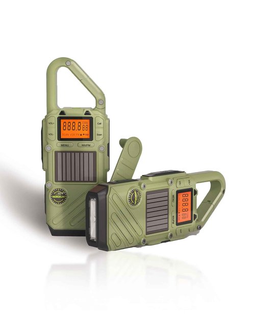 MDROKUN Emergency Weather Radio Walkie Talkies for Adults - NOAA/FM Weather Alert with Solar Hand Crank & USB Charging, 22-Channel Range 10 Miles Two-Way Radios, LED Flashlight & SOS Alarm （2-Pack）
