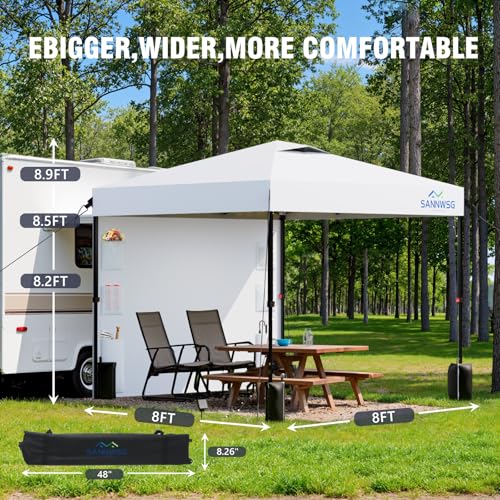8X8 Pop Up Canopy Tent,Removable Pockets Sidewall for Extra Storage,Easy Up Canopy,Heavy Duty One Person Set Up Event Ten...