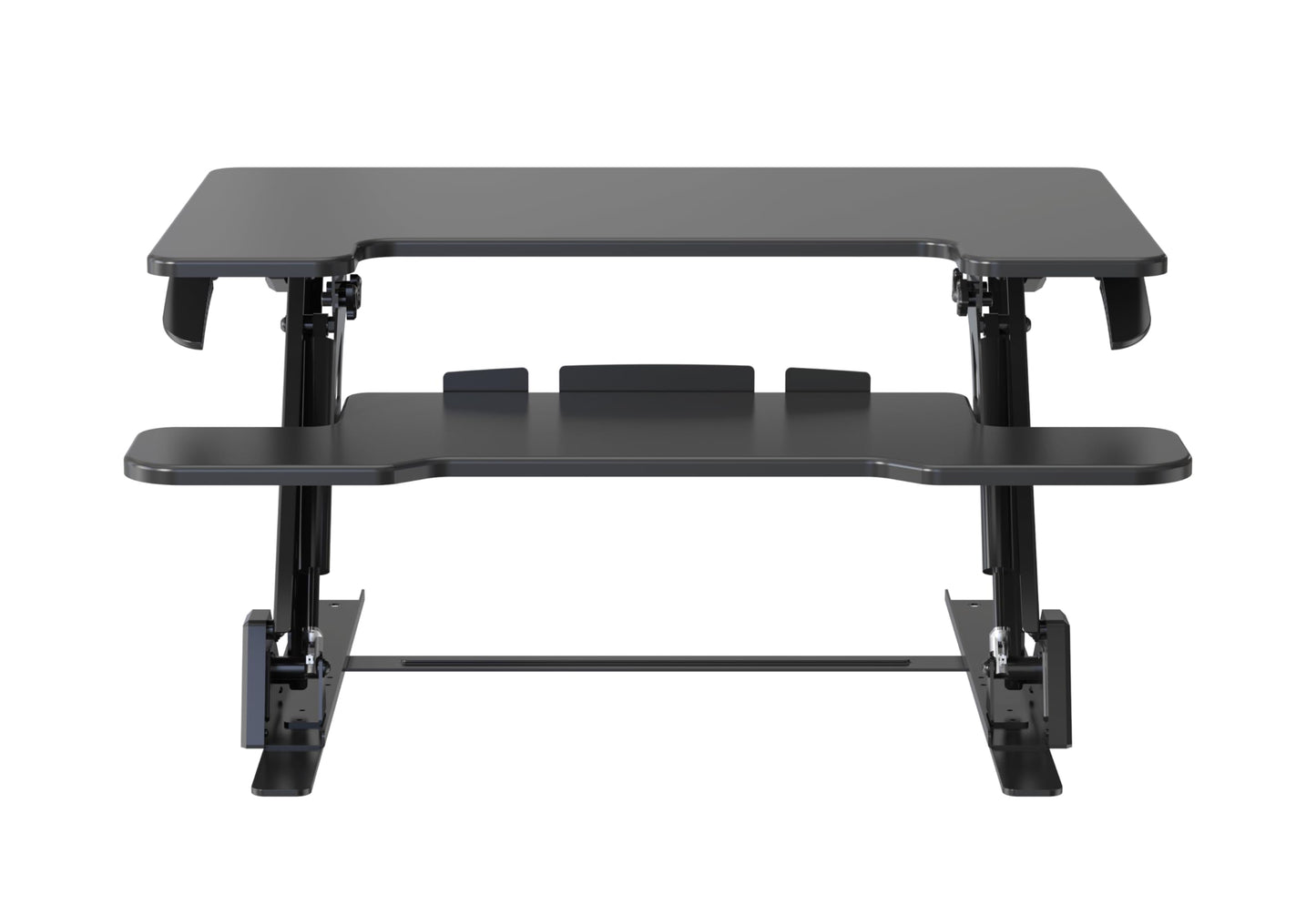 NSY Audio Standing Desk Converter 32 x 24 Inches - Height Adjustable Sit to Stand Riser with Keyboard Tray, Ergonomic Workstation for Home Office, Black
