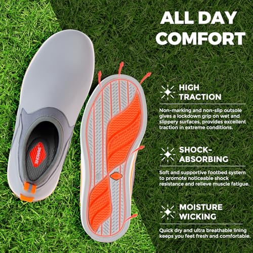 Showave Deck Shoes for Women Waterproof Garden Shoes Slip-on Rain Shoes Breathable Ruber Mud Shoes for Outdoor Fishing Wal...
