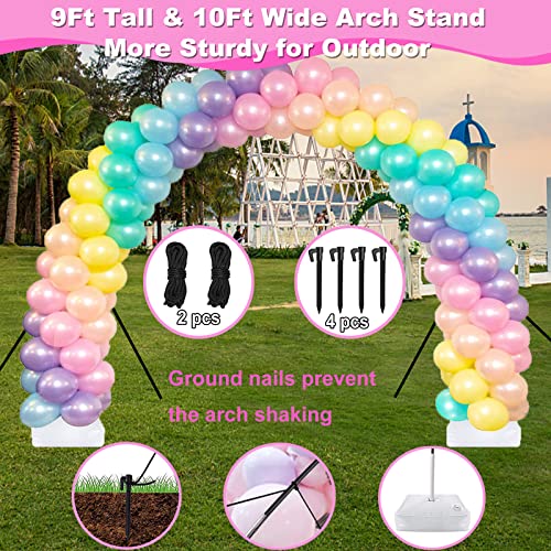 Balloon Arch Kit and Balloon Pump Electric, 10ft Wide Adjustable Balloon Arch Stand With 100Balloons 2Balloon Stands For W...
