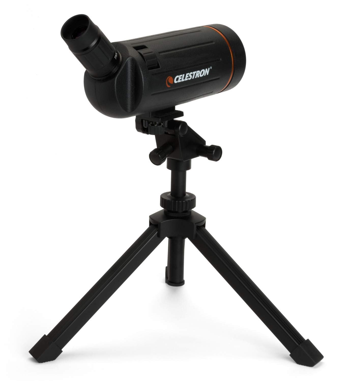 Celestron Mini Mak 70mm Angled Spotting Scope – Maksutov Spotting Scope – Great for Long Range Viewing – 25–75x Zoom Eyepiece – Multi-Coated Optics – Rubber Armored – Tabletop Tripod Included