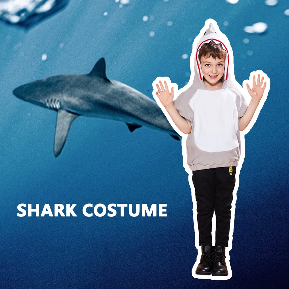 EraSpooky Shark Short Hoodie for Kids Boys Toddler Shark Costume Halloween Animal Outfit Short Sleeve