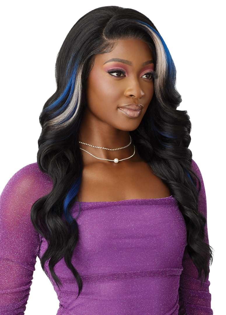 Outre Lace Front Wig - Perfect Hair Line 13X4 - Swoop Series - Swoop 8 (DR2/BL HAZELNUT)